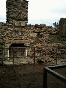 stone fireplace ruins