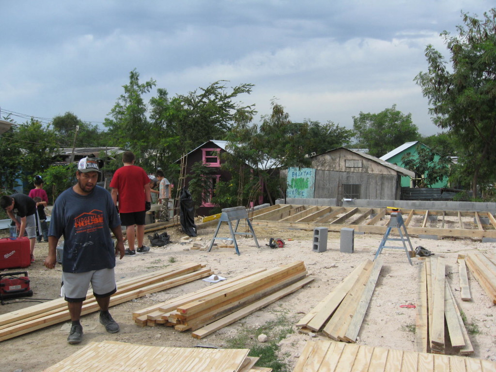 Foundation done and working on to the floor. Cornelio came by each day and helped us work. In return he was welcome at the lunch station. We learned that he received a house from Strategic Alliance some years ago.